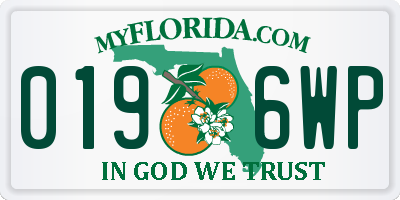 FL license plate 0196WP