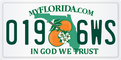 FL license plate 0196WS