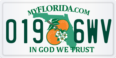 FL license plate 0196WV