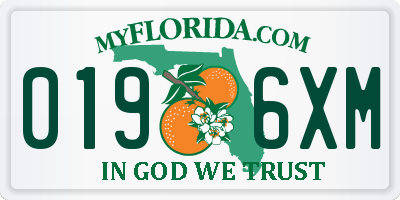 FL license plate 0196XM