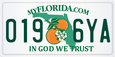 FL license plate 0196YA