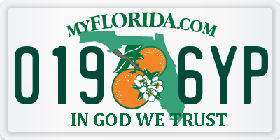 FL license plate 0196YP