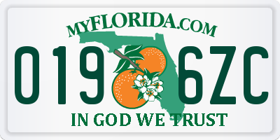 FL license plate 0196ZC