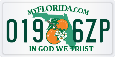 FL license plate 0196ZP