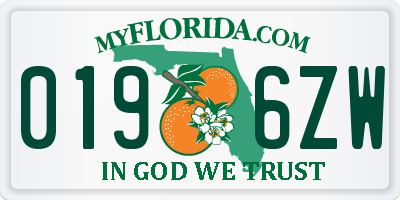 FL license plate 0196ZW