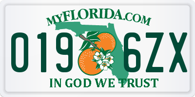 FL license plate 0196ZX