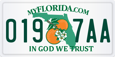 FL license plate 0197AA
