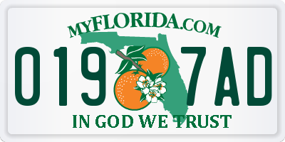 FL license plate 0197AD