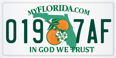 FL license plate 0197AF