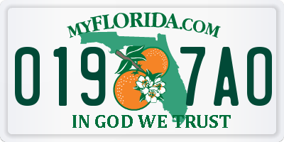 FL license plate 0197AO