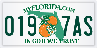 FL license plate 0197AS