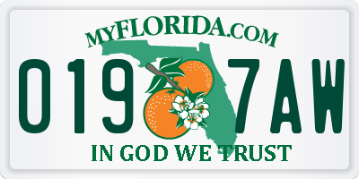 FL license plate 0197AW