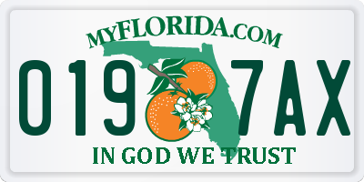 FL license plate 0197AX