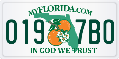 FL license plate 0197BO