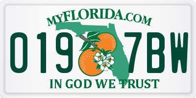 FL license plate 0197BW