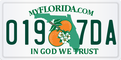 FL license plate 0197DA