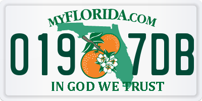 FL license plate 0197DB