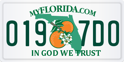 FL license plate 0197DO