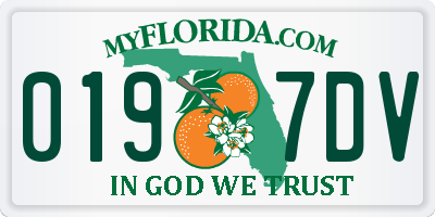 FL license plate 0197DV