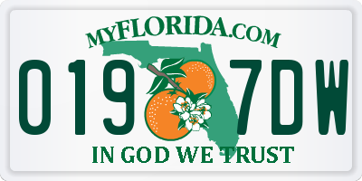 FL license plate 0197DW