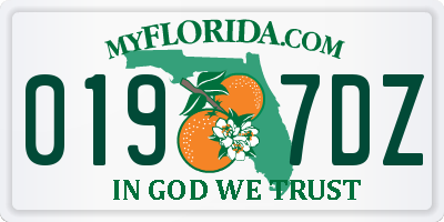 FL license plate 0197DZ