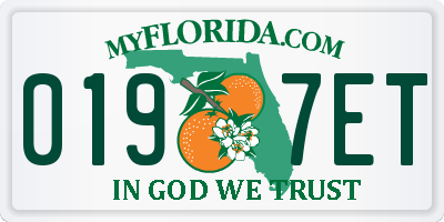 FL license plate 0197ET