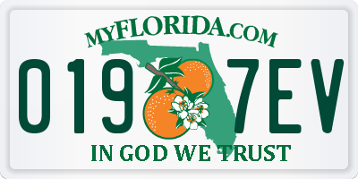 FL license plate 0197EV