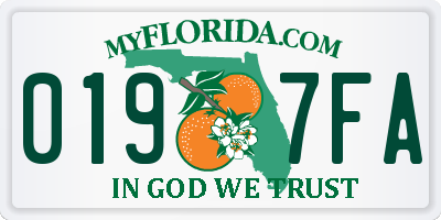 FL license plate 0197FA