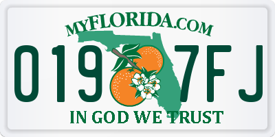 FL license plate 0197FJ