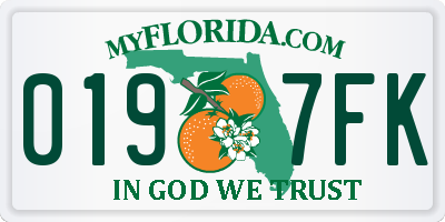 FL license plate 0197FK