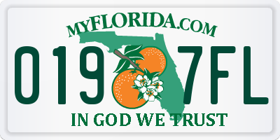 FL license plate 0197FL