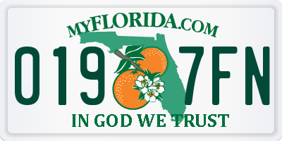 FL license plate 0197FN