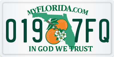 FL license plate 0197FQ