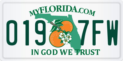 FL license plate 0197FW