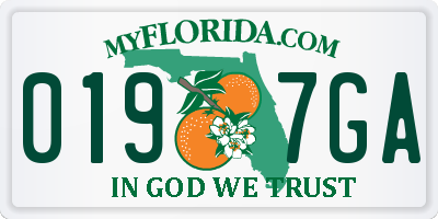 FL license plate 0197GA
