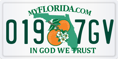 FL license plate 0197GV