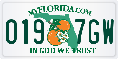 FL license plate 0197GW