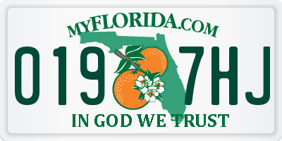 FL license plate 0197HJ