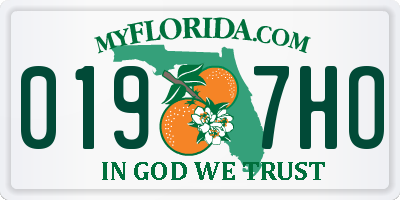 FL license plate 0197HO