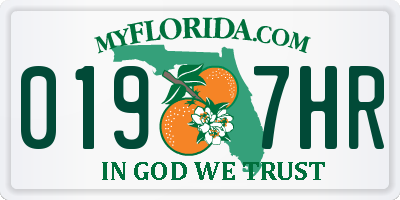 FL license plate 0197HR
