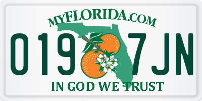 FL license plate 0197JN