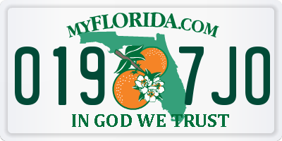 FL license plate 0197JO