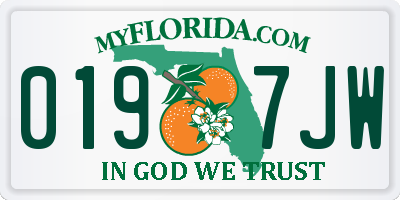 FL license plate 0197JW
