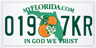 FL license plate 0197KR