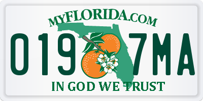 FL license plate 0197MA