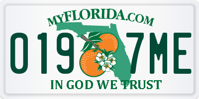 FL license plate 0197ME
