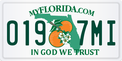 FL license plate 0197MI