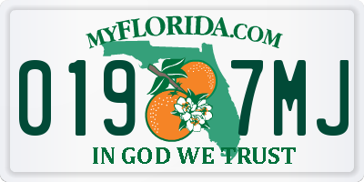 FL license plate 0197MJ