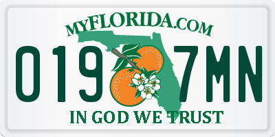 FL license plate 0197MN