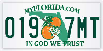 FL license plate 0197MT
